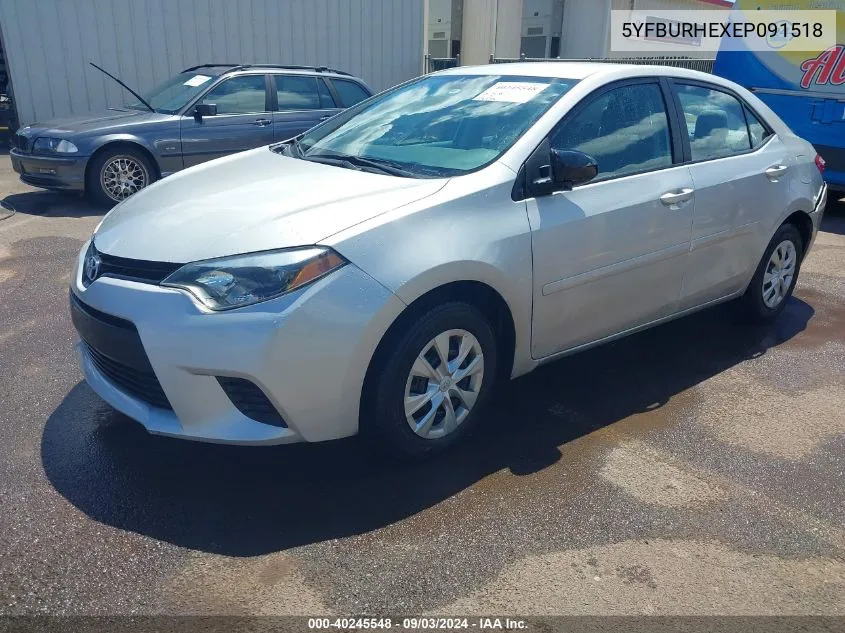 2014 Toyota Corolla L VIN: 5YFBURHEXEP091518 Lot: 40245548