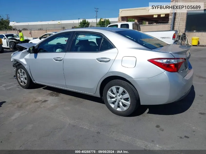 2014 Toyota Corolla S VIN: 5YFBURHEXEP105689 Lot: 40258775