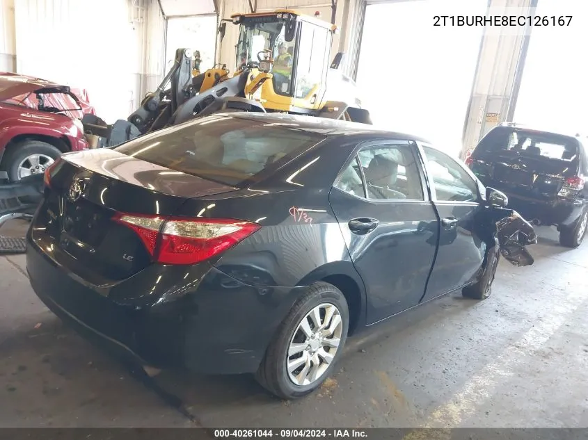 2014 Toyota Corolla Le VIN: 2T1BURHE8EC126167 Lot: 40261044