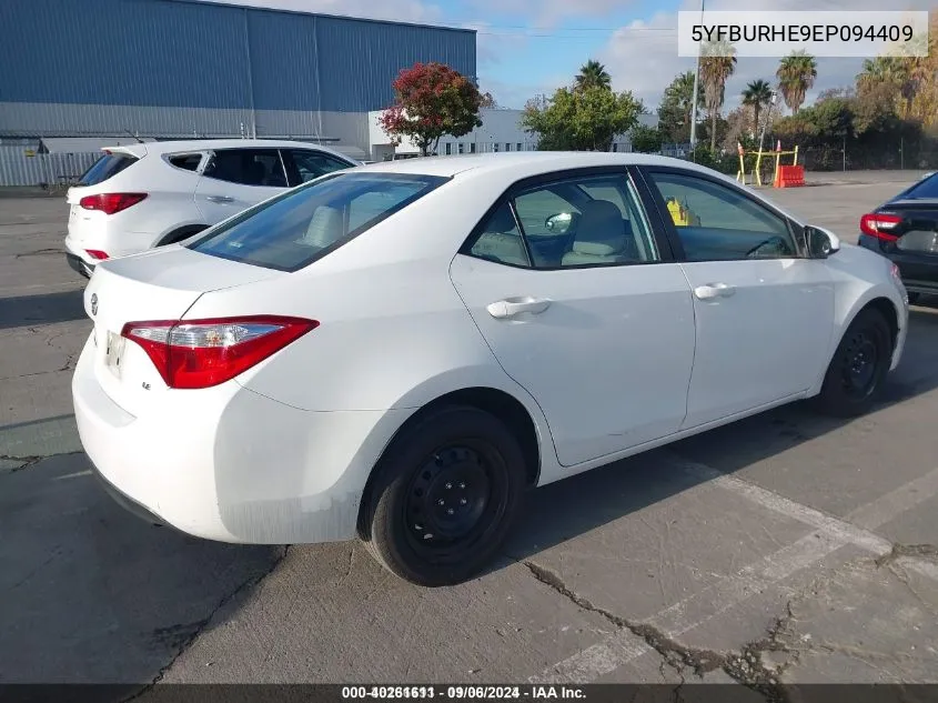 2014 Toyota Corolla Le VIN: 5YFBURHE9EP094409 Lot: 40261611