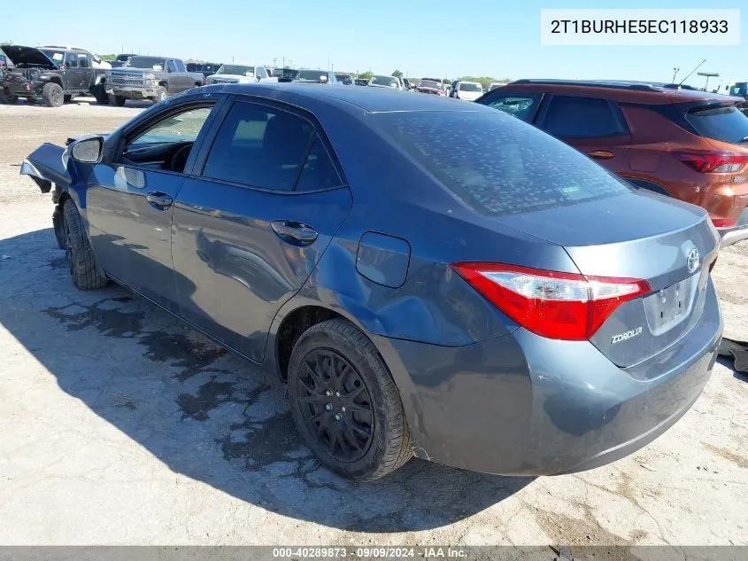 2014 Toyota Corolla Le VIN: 2T1BURHE5EC118933 Lot: 40289873