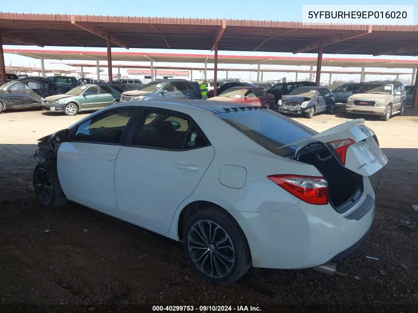 2014 Toyota Corolla L/Le/Le Pls/Prm/S/S Pls VIN: 5YFBURHE9EP016020 Lot: 40299753