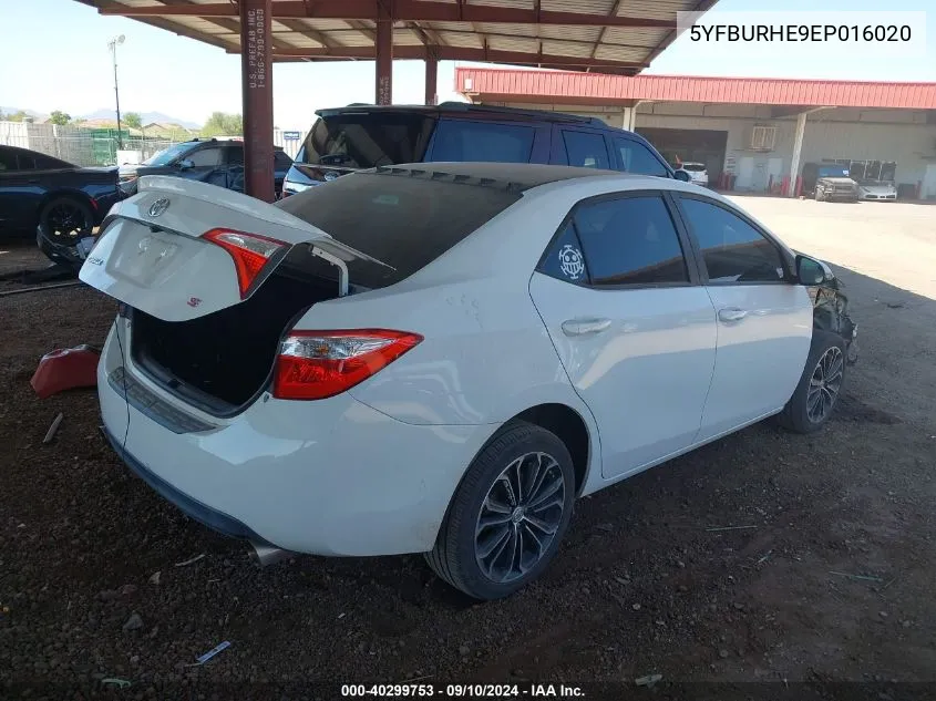 2014 Toyota Corolla L/Le/Le Pls/Prm/S/S Pls VIN: 5YFBURHE9EP016020 Lot: 40299753