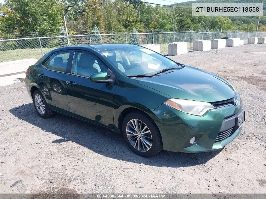 2014 Toyota Corolla Le Plus VIN: 2T1BURHE5EC118558 Lot: 40302664