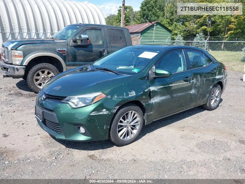 2014 Toyota Corolla Le Plus VIN: 2T1BURHE5EC118558 Lot: 40302664