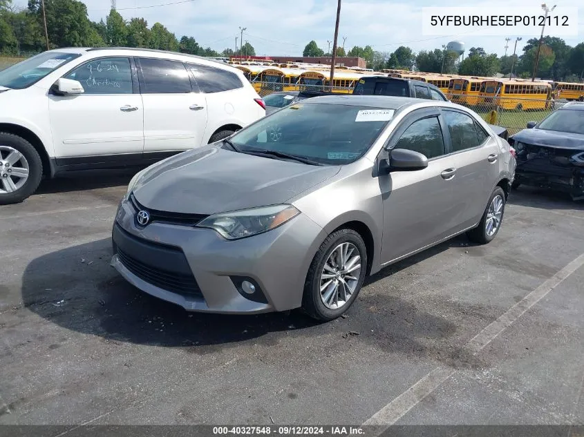 2014 Toyota Corolla Le Premium VIN: 5YFBURHE5EP012112 Lot: 40327548