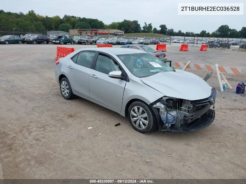 2014 Toyota Corolla Le VIN: 2T1BURHE2EC036528 Lot: 40330087