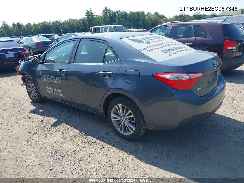 2T1BURHE2EC087348 2014 Toyota Corolla Le Plus