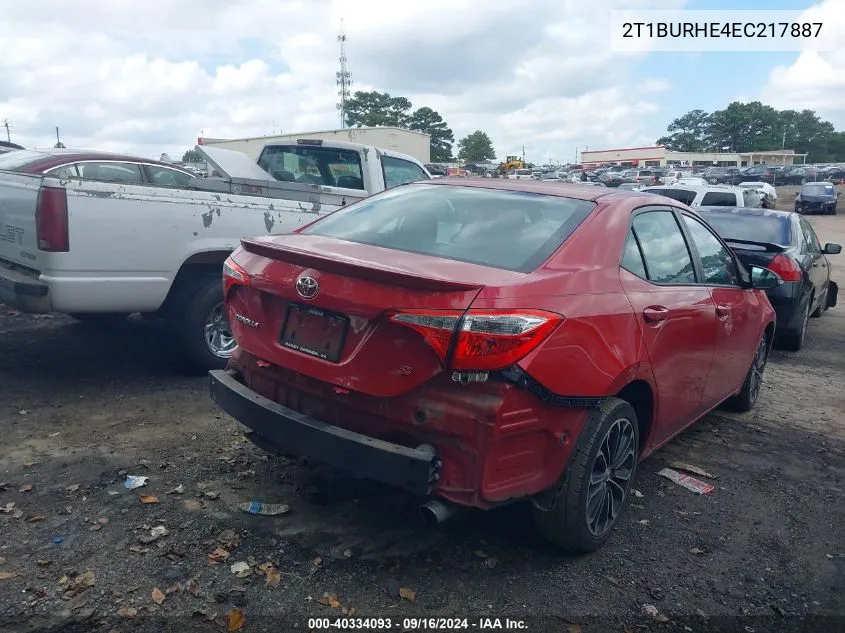 2014 Toyota Corolla S Plus VIN: 2T1BURHE4EC217887 Lot: 40334093