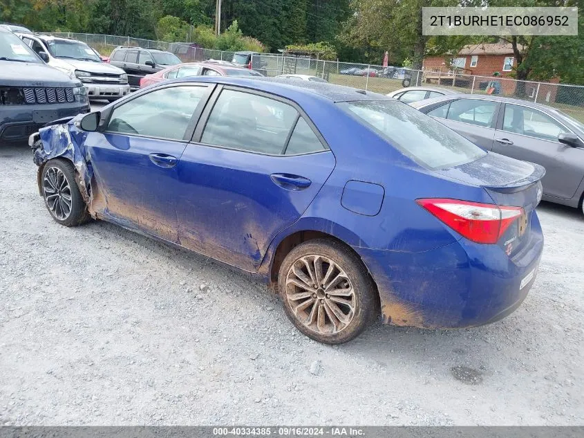 2014 Toyota Corolla S Premium VIN: 2T1BURHE1EC086952 Lot: 40334385