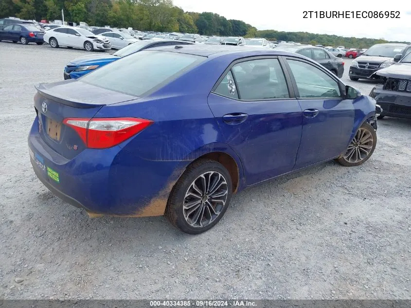 2014 Toyota Corolla S Premium VIN: 2T1BURHE1EC086952 Lot: 40334385