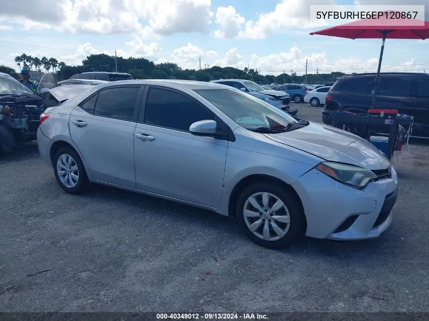 2014 Toyota Corolla Le VIN: 5YFBURHE6EP120867 Lot: 40349012