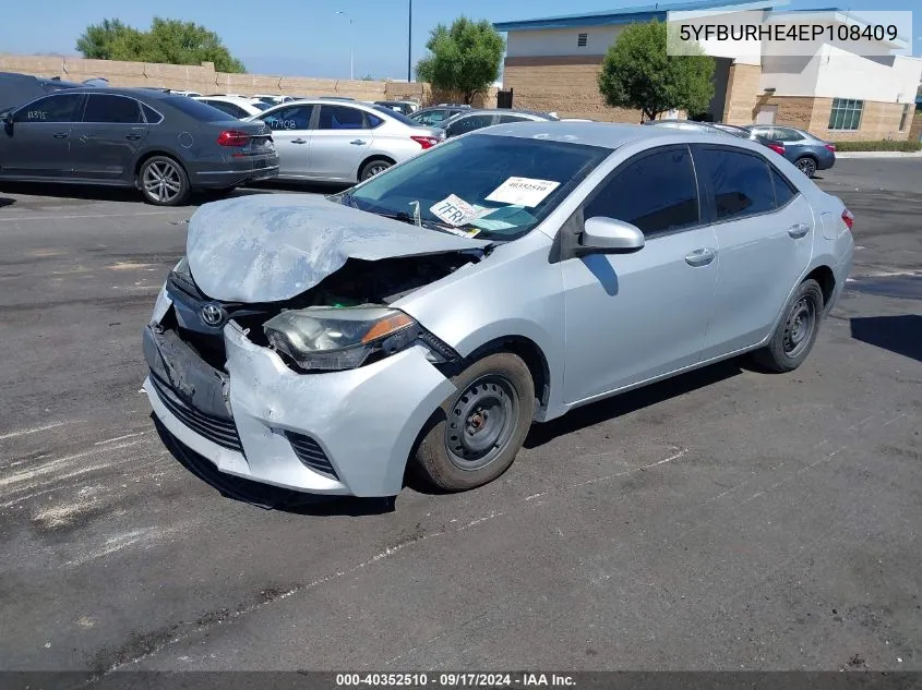 2014 Toyota Corolla L/Le/Le Plus/Le Premium/S/S Plus/S Premium VIN: 5YFBURHE4EP108409 Lot: 40352510