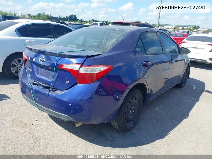 2014 Toyota Corolla S Premium VIN: 5YFBURHE2EP027490 Lot: 40355806