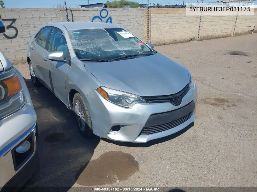 2014 Toyota Corolla Le Plus VIN: 5YFBURHE3EP031175 Lot: 40357182