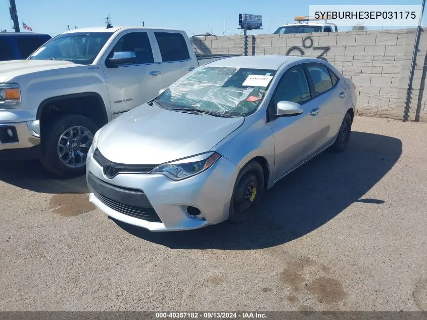 2014 Toyota Corolla Le Plus VIN: 5YFBURHE3EP031175 Lot: 40357182