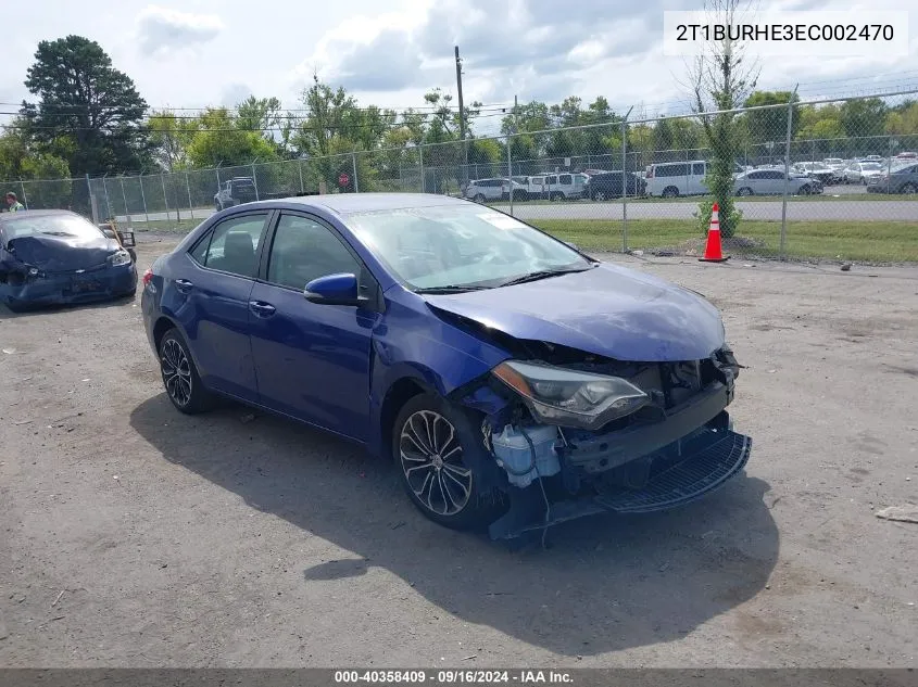 2014 Toyota Corolla S Plus VIN: 2T1BURHE3EC002470 Lot: 40358409