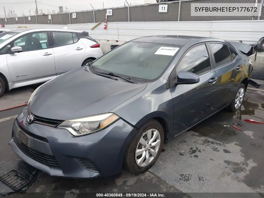 2014 Toyota Corolla Le VIN: 5YFBURHE1EP177672 Lot: 40360849