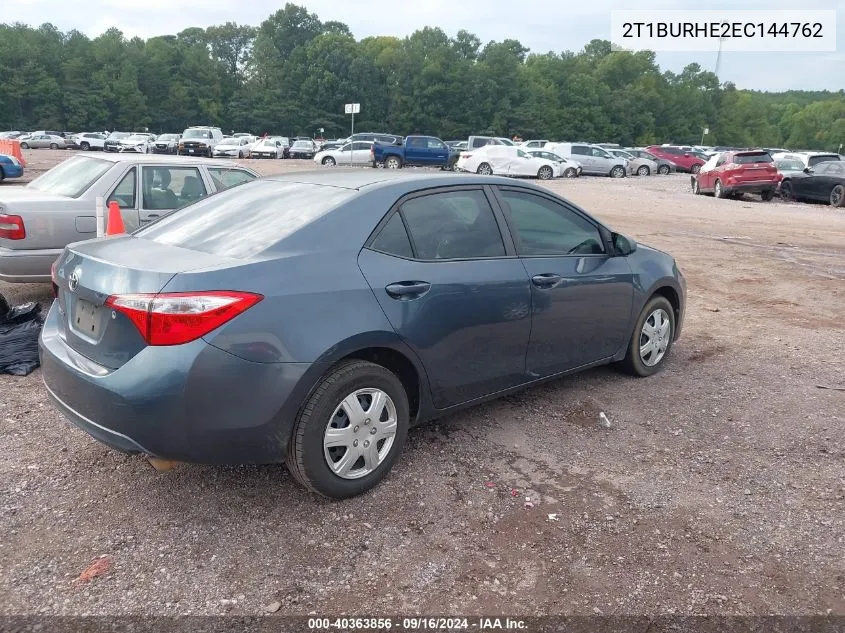 2014 Toyota Corolla L VIN: 2T1BURHE2EC144762 Lot: 40363856