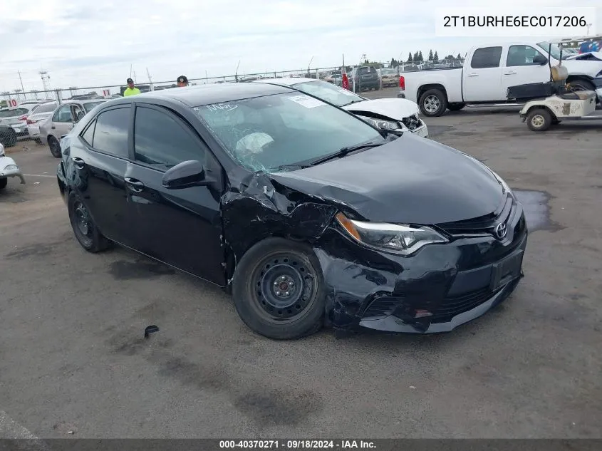 2014 Toyota Corolla Le VIN: 2T1BURHE6EC017206 Lot: 40370271