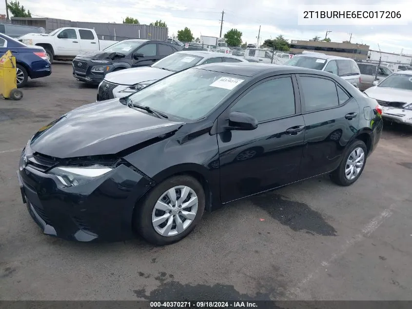 2014 Toyota Corolla Le VIN: 2T1BURHE6EC017206 Lot: 40370271