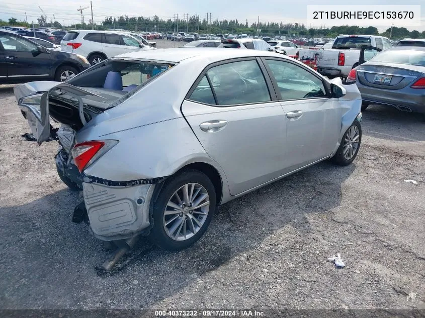 2014 Toyota Corolla Le Plus VIN: 2T1BURHE9EC153670 Lot: 40373232