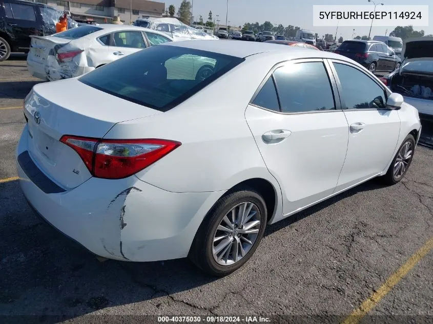 5YFBURHE6EP114924 2014 Toyota Corolla Le Plus