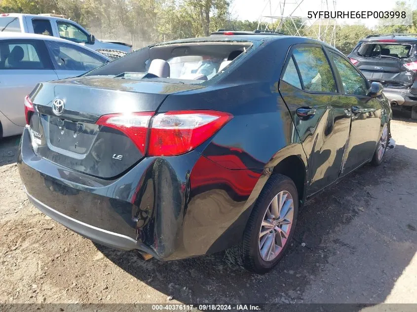 2014 Toyota Corolla Le Plus VIN: 5YFBURHE6EP003998 Lot: 40376117