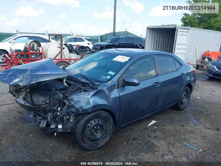 2014 Toyota Corolla Le VIN: 2T1BURHE7EC214904 Lot: 40398078