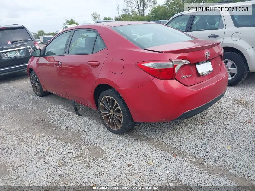 2014 Toyota Corolla S Plus VIN: 2T1BURHE0EC061038 Lot: 40425394