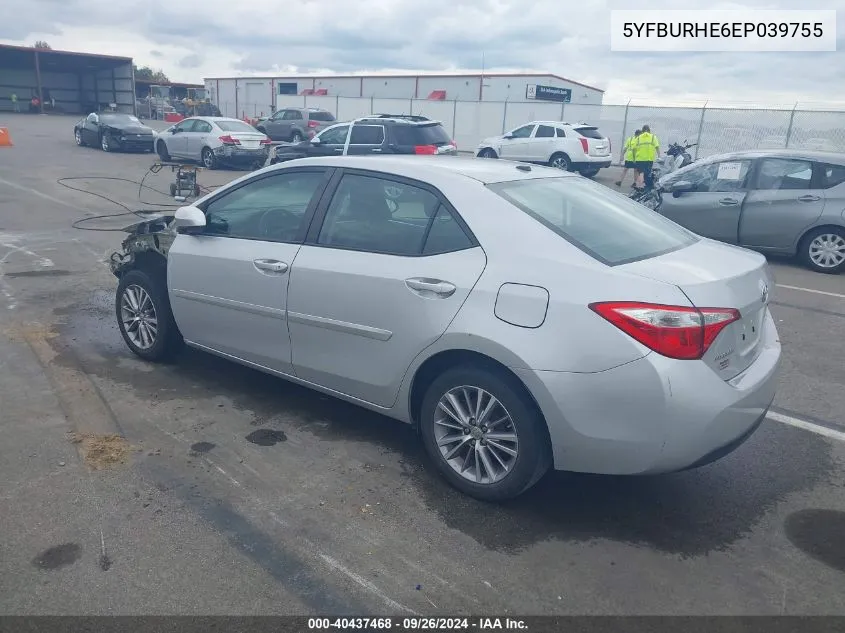 2014 Toyota Corolla Le Premium VIN: 5YFBURHE6EP039755 Lot: 40437468