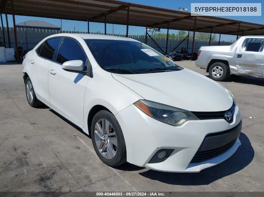 2014 Toyota Corolla Le Eco Plus VIN: 5YFBPRHE3EP018188 Lot: 40446003