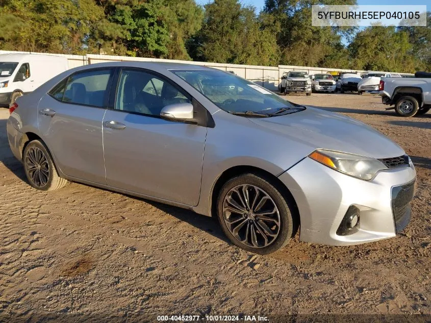 2014 Toyota Corolla L/Le/Le Pls/Prm/S/S Pls VIN: 5YFBURHE5EP040105 Lot: 40452977