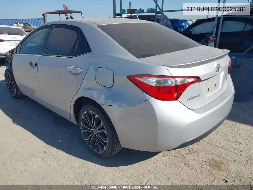 2014 Toyota Corolla S Plus VIN: 2T1BURHE9EC025381 Lot: 40458046