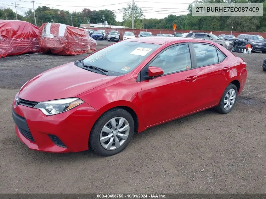 2014 Toyota Corolla Le VIN: 2T1BURHE7EC087409 Lot: 40458755