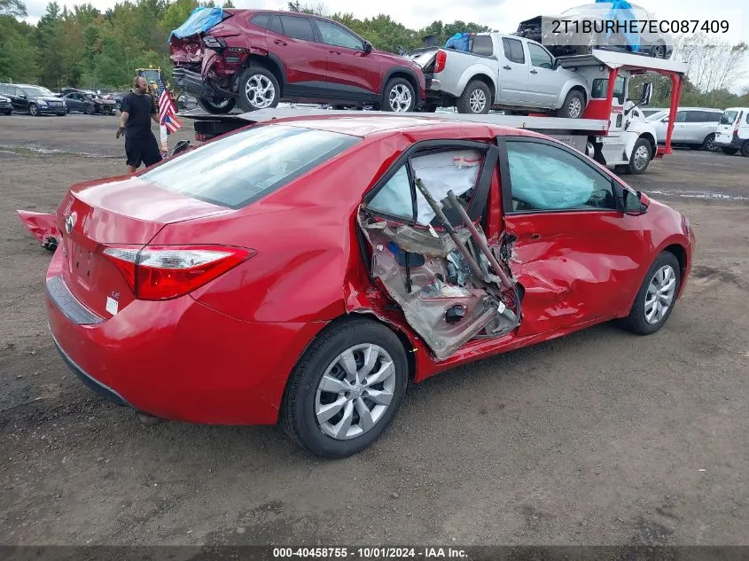 2014 Toyota Corolla Le VIN: 2T1BURHE7EC087409 Lot: 40458755