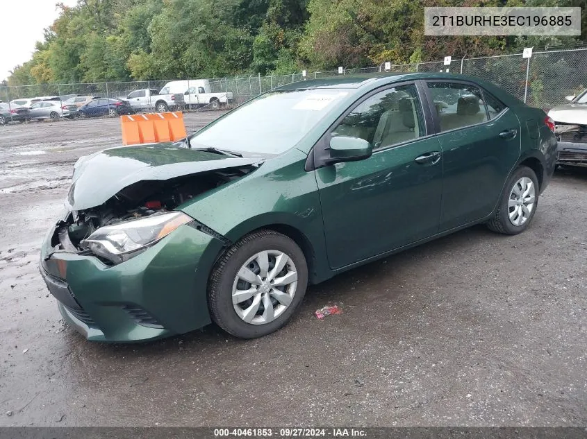 2014 Toyota Corolla L/Le/Le Pls/Prm/S/S Pls VIN: 2T1BURHE3EC196885 Lot: 40461853