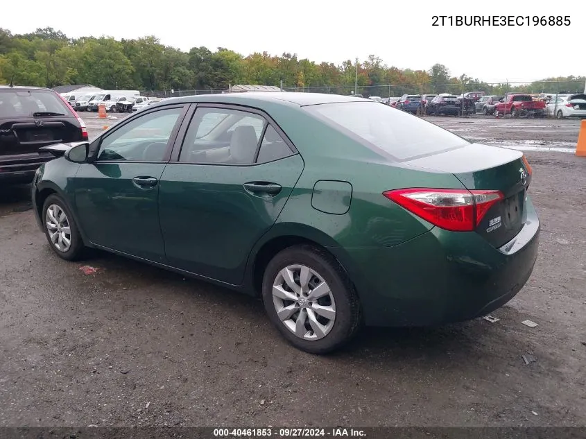 2014 Toyota Corolla L/Le/Le Pls/Prm/S/S Pls VIN: 2T1BURHE3EC196885 Lot: 40461853