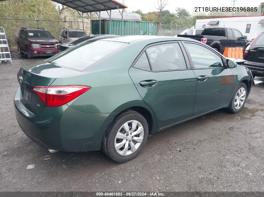 2014 Toyota Corolla L/Le/Le Pls/Prm/S/S Pls VIN: 2T1BURHE3EC196885 Lot: 40461853