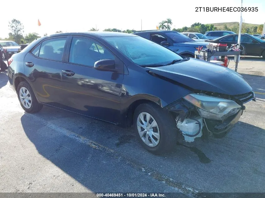 2T1BURHE4EC036935 2014 Toyota Corolla L/Le/Le Pls/Prm/S/S Pls