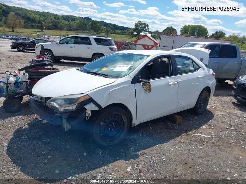 2014 Toyota Corolla Le VIN: 5YFBURHE8EP026943 Lot: 40470165