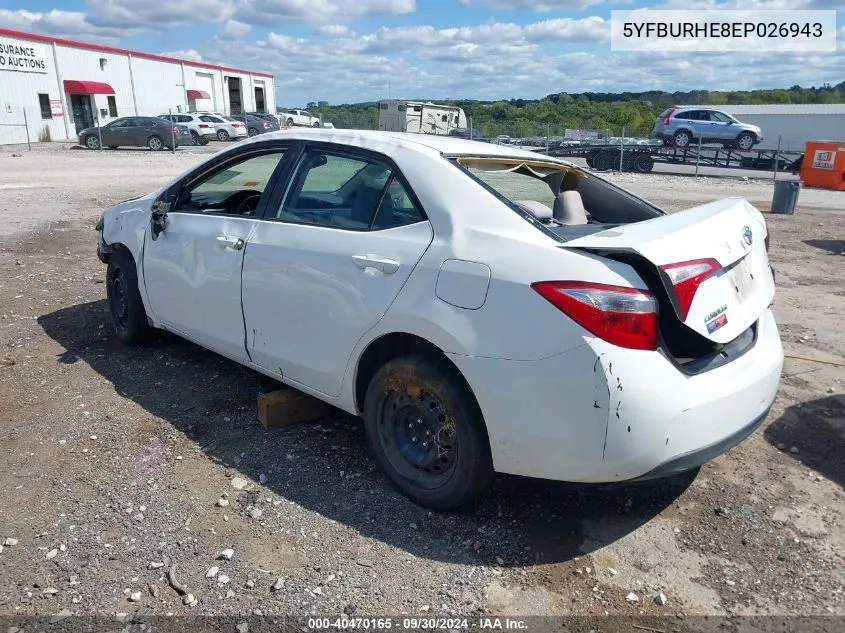 2014 Toyota Corolla Le VIN: 5YFBURHE8EP026943 Lot: 40470165