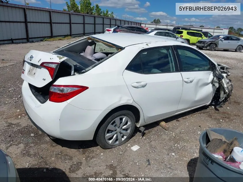 5YFBURHE8EP026943 2014 Toyota Corolla Le