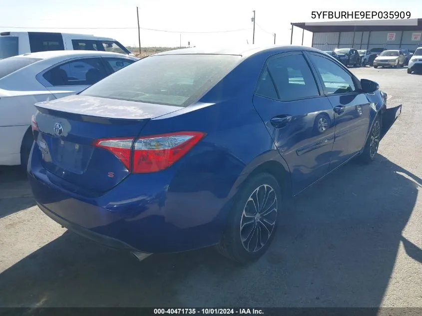 2014 Toyota Corolla S Plus VIN: 5YFBURHE9EP035909 Lot: 40471735