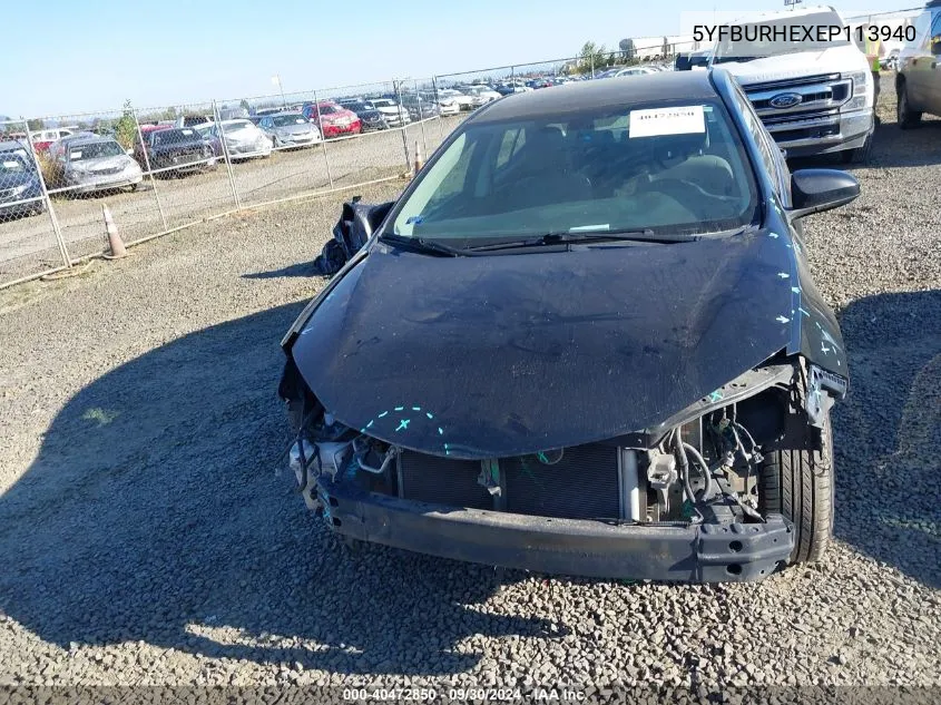 2014 Toyota Corolla L VIN: 5YFBURHEXEP113940 Lot: 40472850