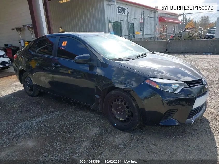 2014 Toyota Corolla L/Le/Le Pls/Prm/S/S Pls VIN: 5YFBURHE3EP150070 Lot: 40493564