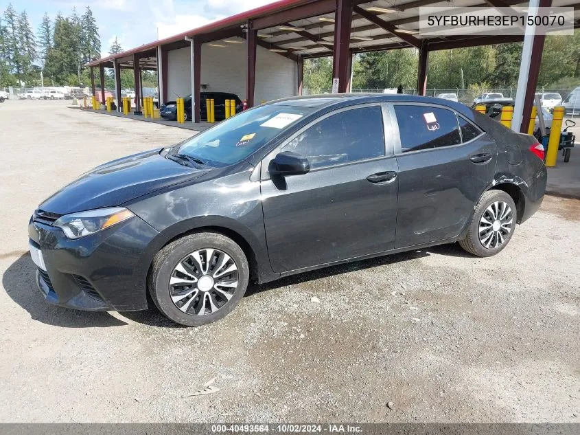 2014 Toyota Corolla L/Le/Le Pls/Prm/S/S Pls VIN: 5YFBURHE3EP150070 Lot: 40493564