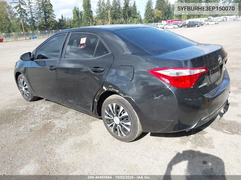 2014 Toyota Corolla L/Le/Le Pls/Prm/S/S Pls VIN: 5YFBURHE3EP150070 Lot: 40493564