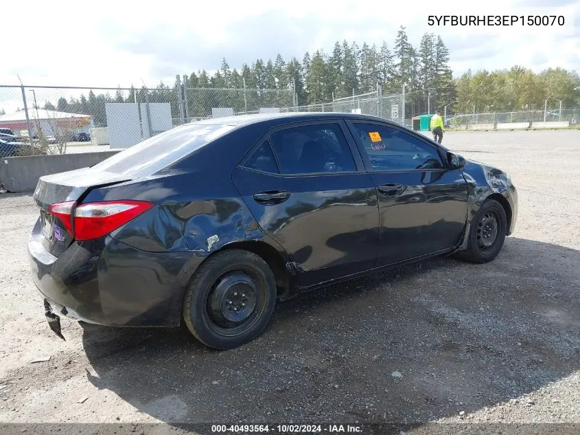 2014 Toyota Corolla L/Le/Le Pls/Prm/S/S Pls VIN: 5YFBURHE3EP150070 Lot: 40493564