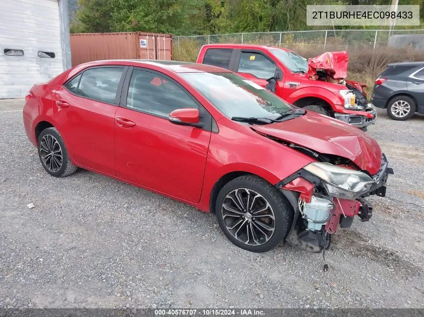 2014 Toyota Corolla L/Le/Le Pls/Prm/S/S Pls VIN: 2T1BURHE4EC098433 Lot: 40576707